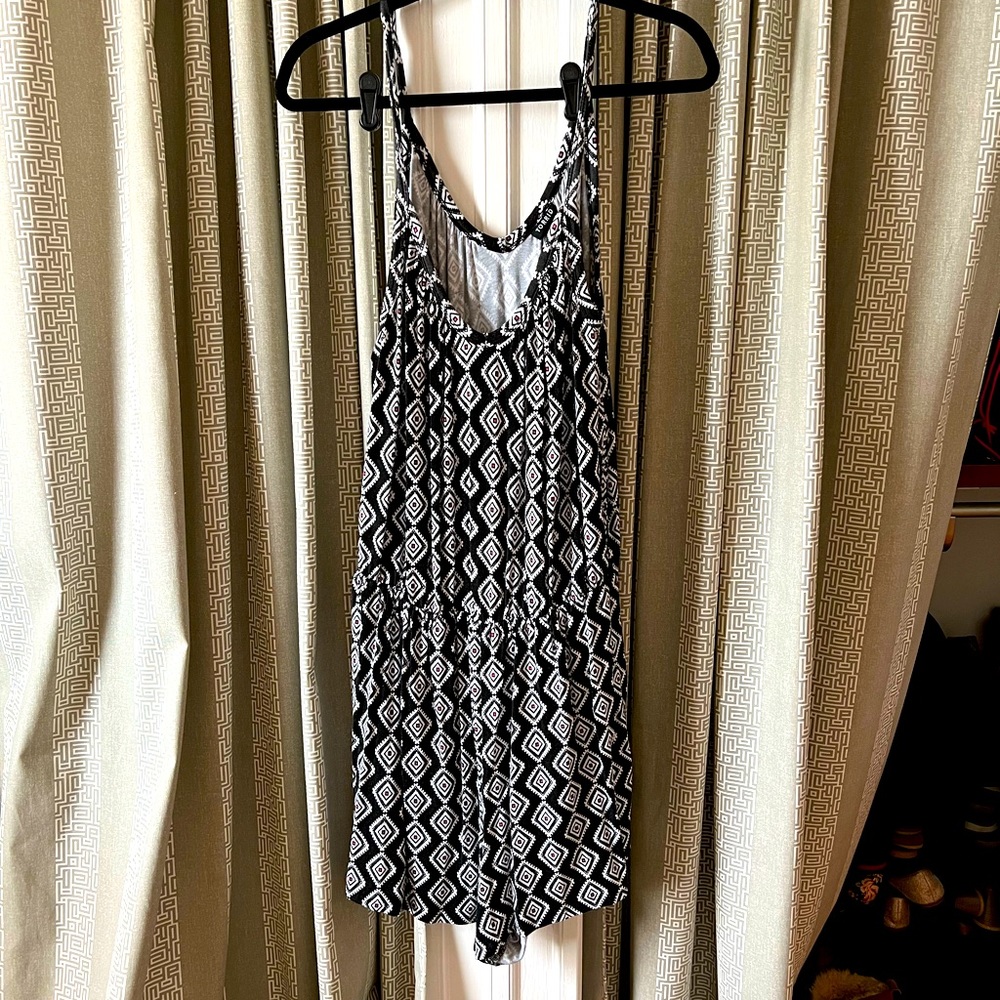 Black tribal print romper